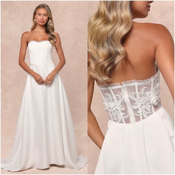 Lulus Dresses & Skirts - LULU’S Eternal Gratitude White Floral Embroidered Strapless Maxi Dress